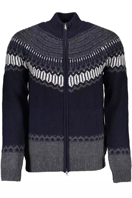 Men's mock neck sweater-Gant Elegant Long Sleeve Zip Cardigan with Contrast Men's Detail