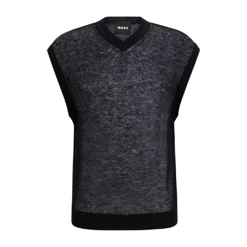 Men's running sweater-Regular-fit sleeveless sweater in a translucent knit