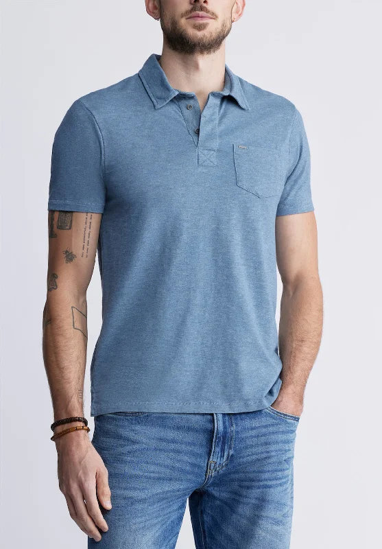 Men's versatile performance polo shirt-Kasper Men's Short-Sleeve Polo in Mirage Blue - BM24233