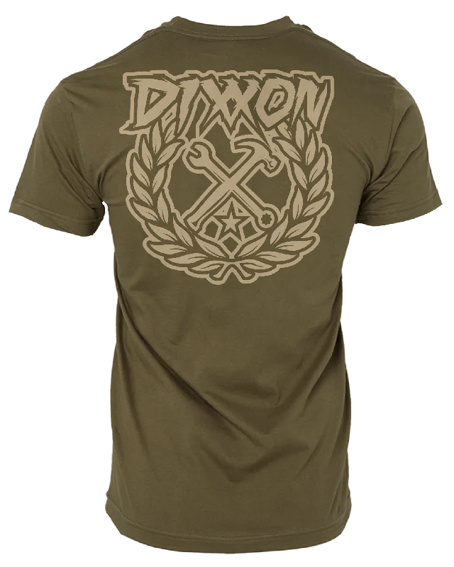 Men's fashion fit t-shirt-Party Crest T-Shirt - O.D. Green & Sand