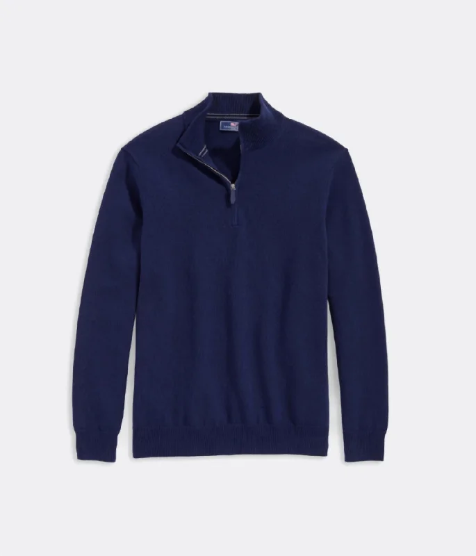 Men's pullover sweater-Boathouse Tipped Quarter-Zip In Nautical Navy