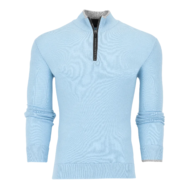 Men's retro sweater-Sebonack Quarter-Zip Sweater (Wolf Blue)