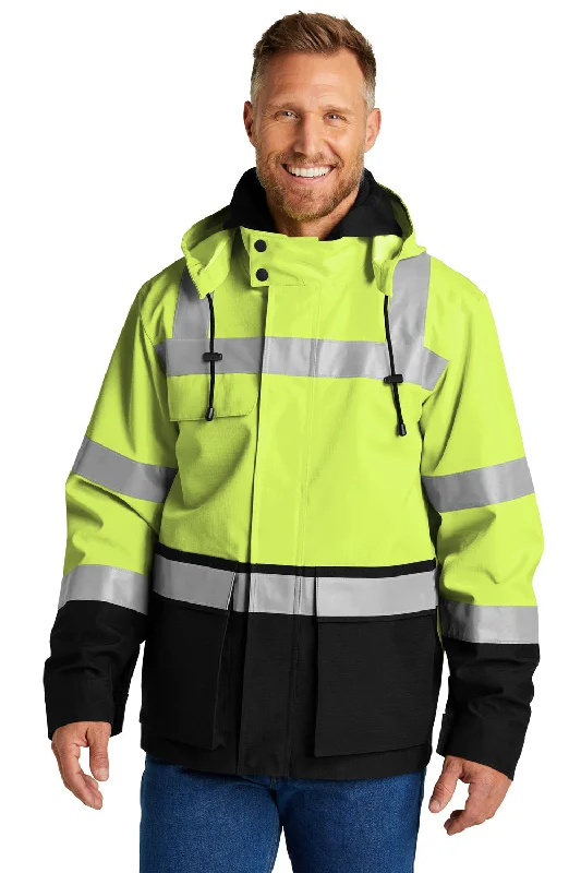 Men's gym-ready jacket-CornerStone Mens Enhanced Visibility Waterproof Full Zip Jacket - Safety Yellow