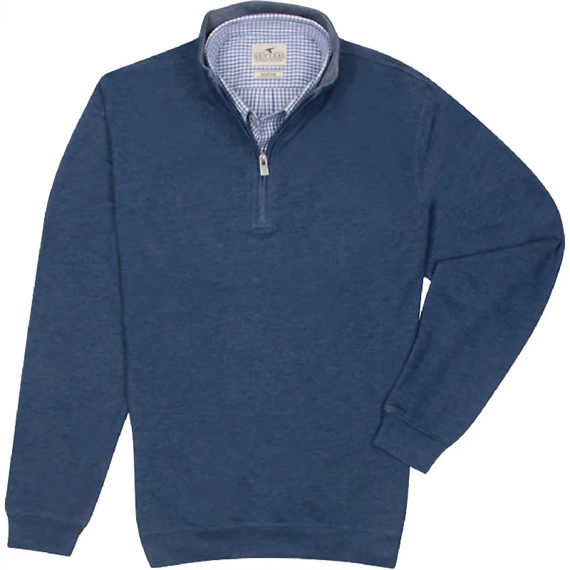 Men's luxury sweatshirt-Cotton/modal Quarter Zip In Helios