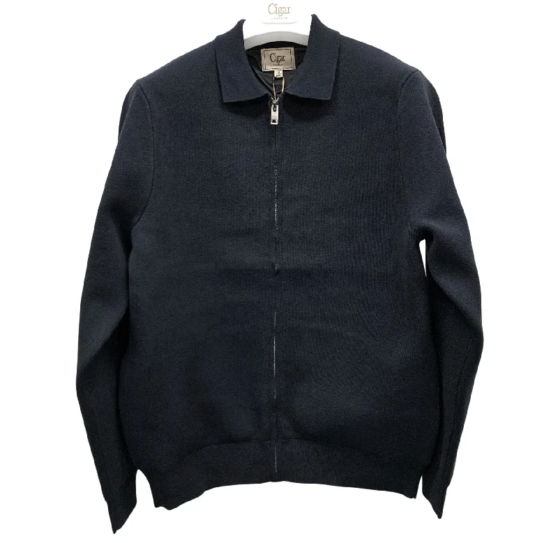 Men's uniform sweater-Bergamo Elegant SWJ-1477 Sweater Jacket - Black