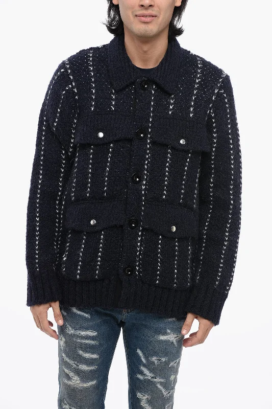 Men's cardigan sweater-Sacai Saharan Designed Alpaca Blend Cardigan