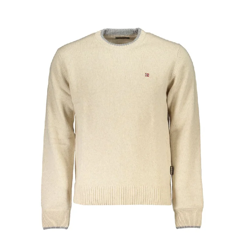 Men's outdoor knitwear-Napapijri  Crew Neck Embroide Men's Sweater