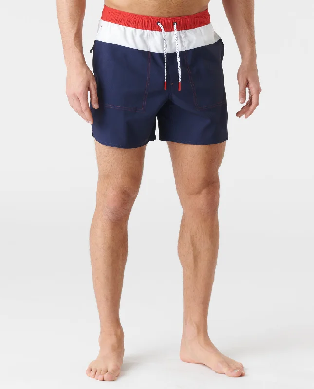 Men's sustainable gym wear shorts-Saylor Swim Heritage Stripe