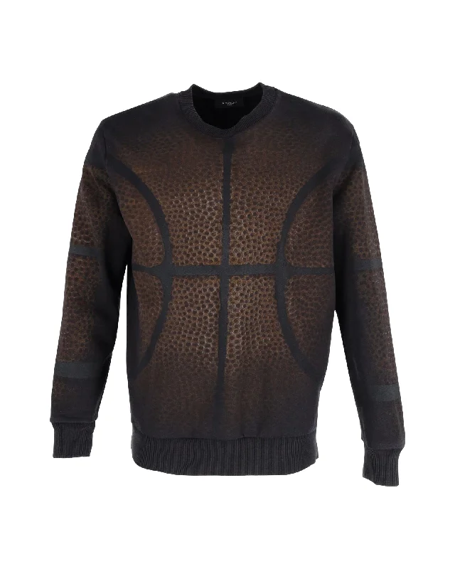 Men's comfortable sweater-Givenchy Basketball Print Sweater in Brown Cotton