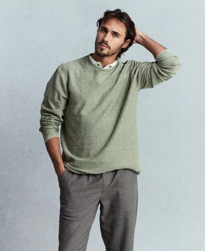 Men's running sweater-Twill Stonewash Sweater in Moss