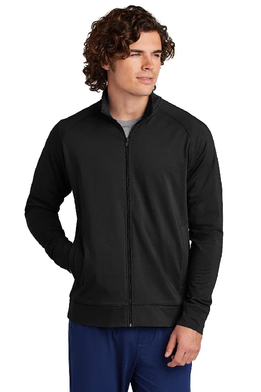 Men's adventure-ready jacket-Sport-Tek Mens Sport-Wick Moisture Wicking Full Zip Cadet Jacket - Black - New