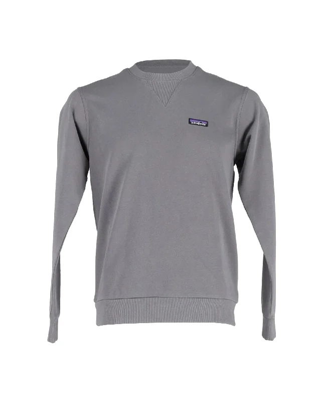 Men's anti-odor knitwear-Patagonia Logo Sweatshirt in Grey Cotton