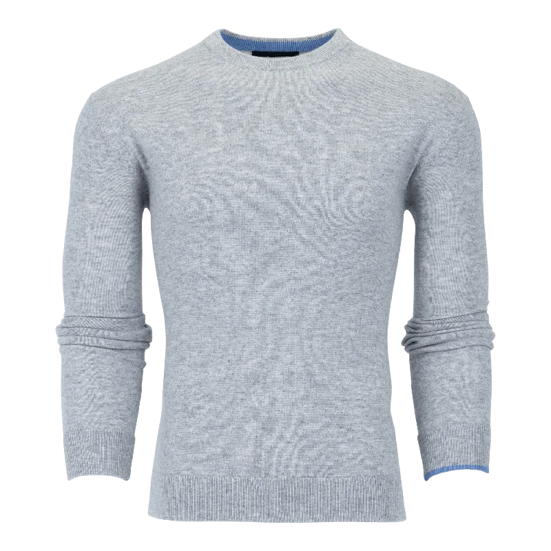 Men's stylish sweater-Tomahawk Cashmere Crewneck Sweater (Light Grey Heather)