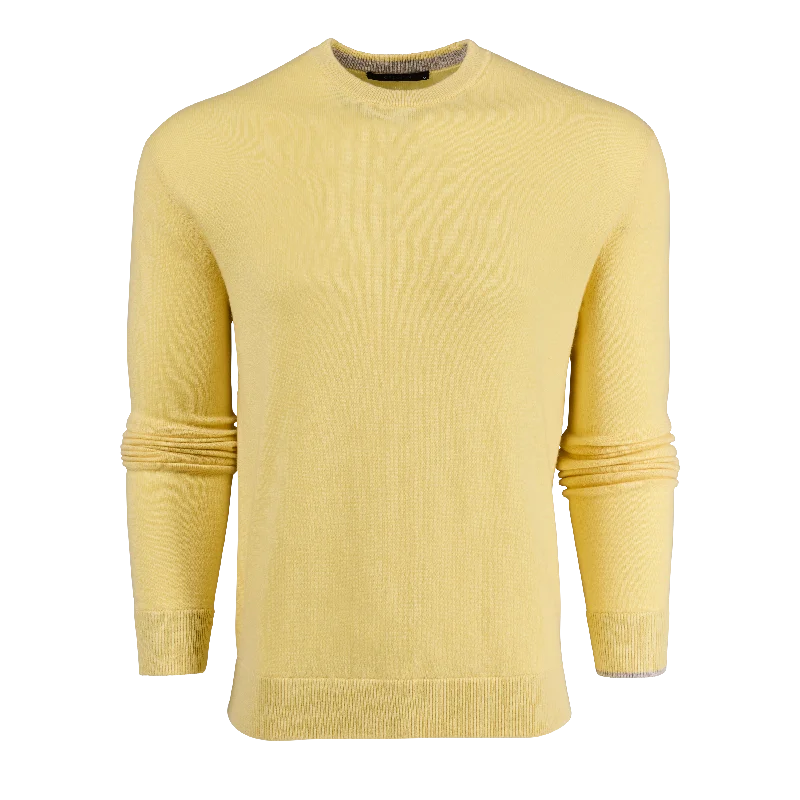 Men's budget sweater-Tomahawk Cashmere Crewneck Sweater (Canary)