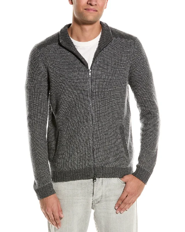 Men's warm sweater-Autumn Cashmere Shaker Stitch Wool & Cashmere-Blend Mock Cardigan