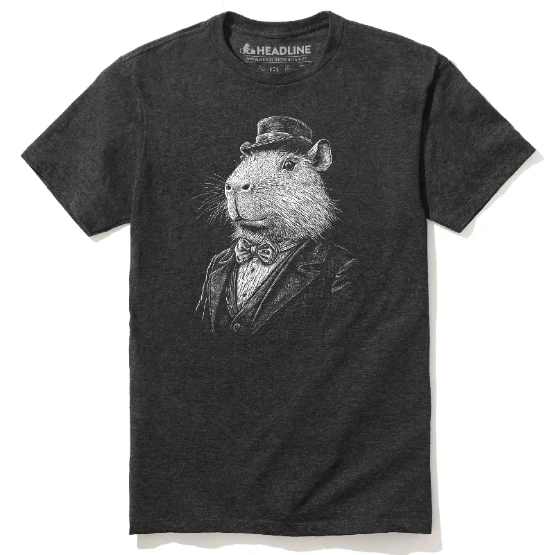 Men's durable wear t-shirt-Gentleman Capybara T-Shirt