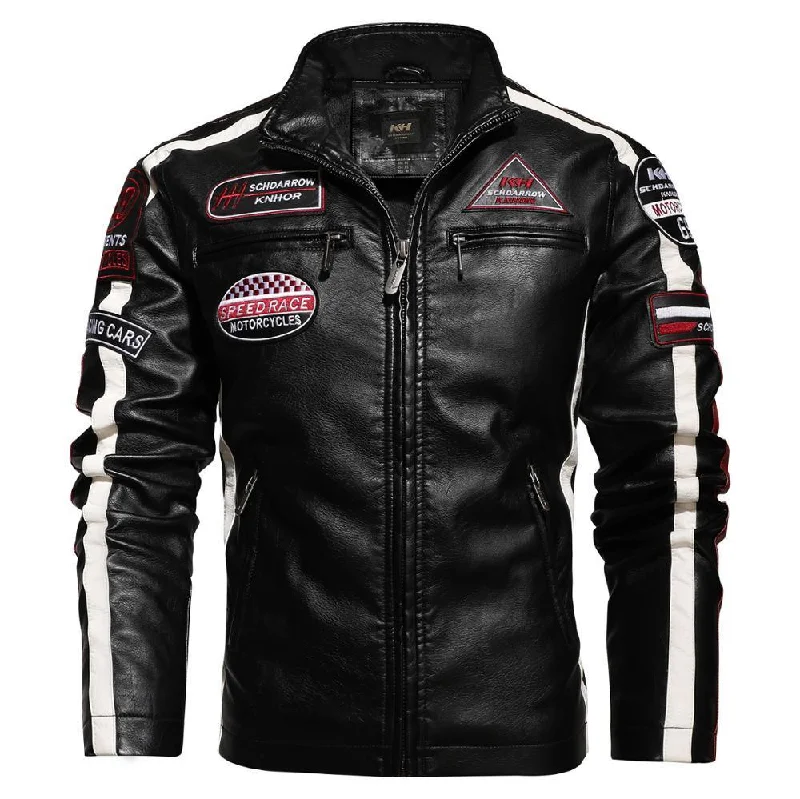 Men's wrinkle-free jacket-Leather Motorcyle Jackets For Men