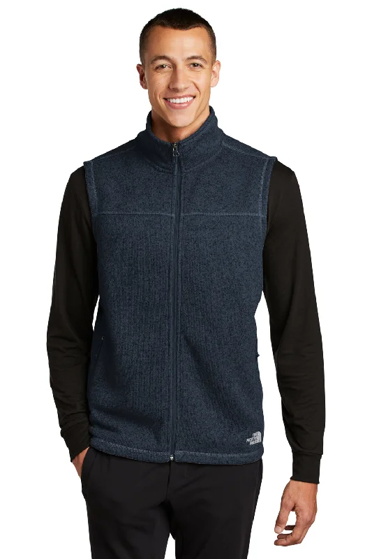 The North Face Mens Sweater Fleece Full Zip Vest - Heather Urban Navy Blue