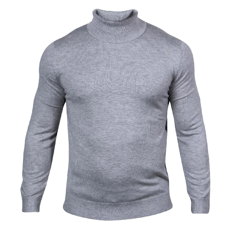 Men's urban sweater-Prestige SW-495 T. Neck Sweater - Silver