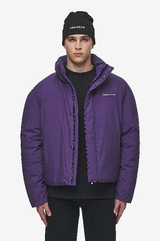 Men's antibacterial jacket-Lavoy Cropped Boxy Puffer Jacket Deep Purple