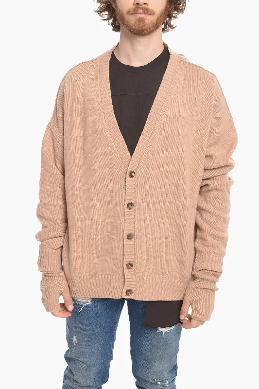 Men's lightweight knit-Ambush Cashmere Blend OVERSIZED LOGO Cuffed Cardigan