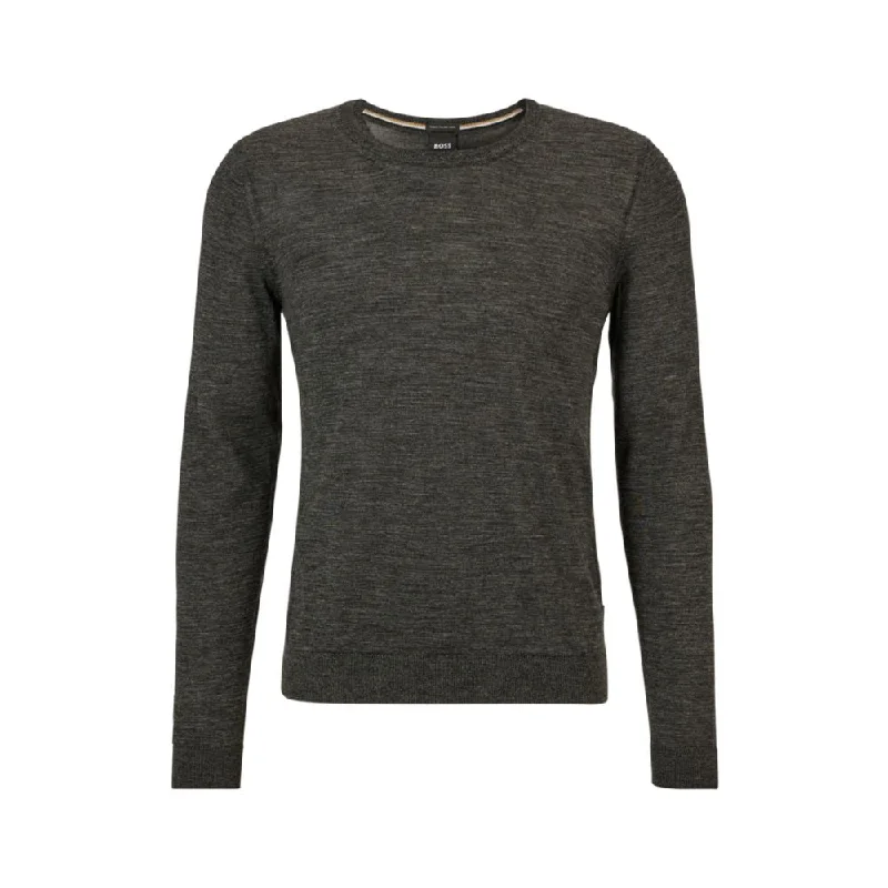 Men's uniform sweater-Slim-fit sweater in virgin wool with crew neckline