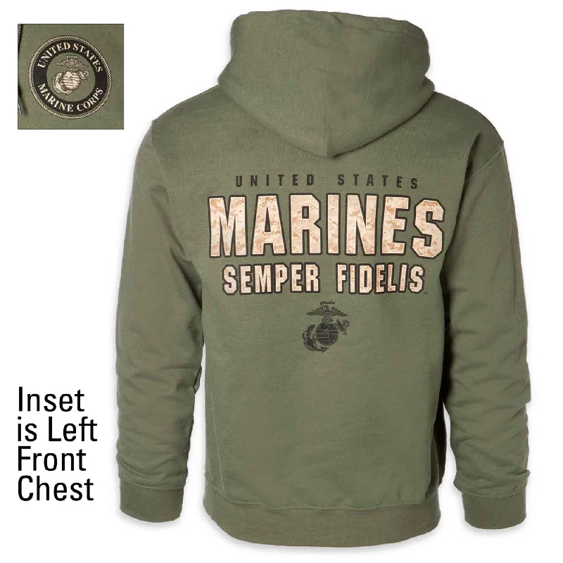 Men's lightweight gym hoodie-Marines Camo Hoodie