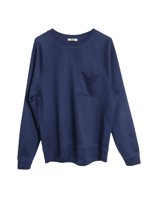 Men's spring knitwear-Acne Studios Raglan Sweater in Navy Blue Polyester