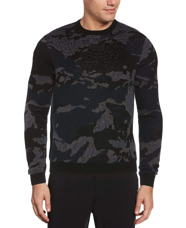 Men's warm sweater-Big & Tall Tonal Camo Crew Neck Sweater