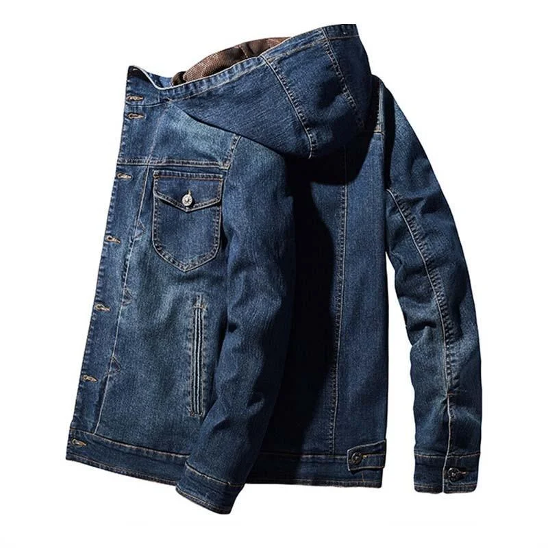 Men's functional jacket-Edison Cargo Denim Jacket For Men