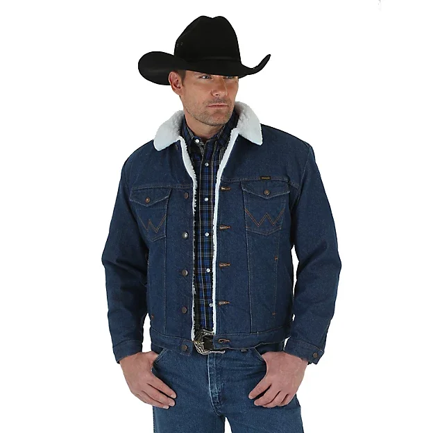 Men's weatherproof jacket-Wrangler Denim Sherpa Lined Coat