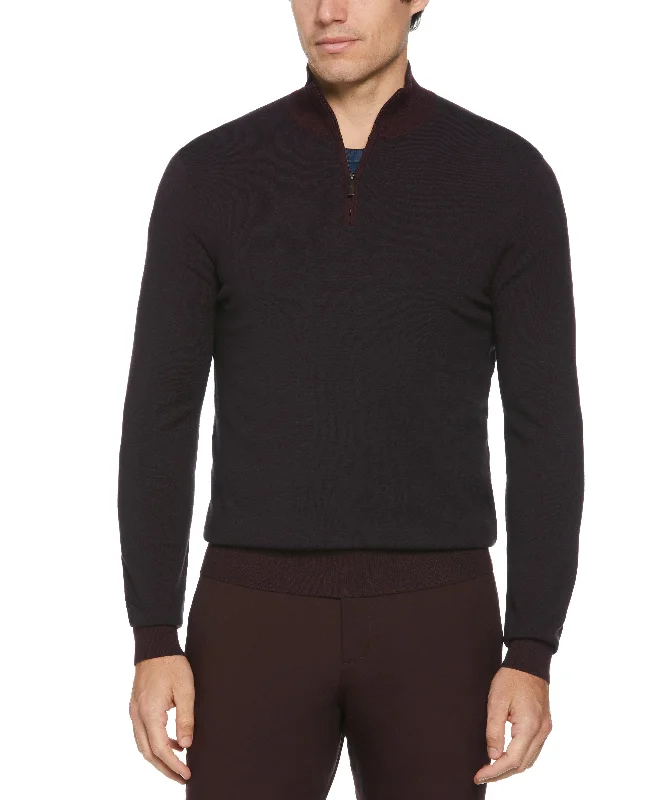 Men's waterproof knitwear-Quarter Zip Tech Sweater