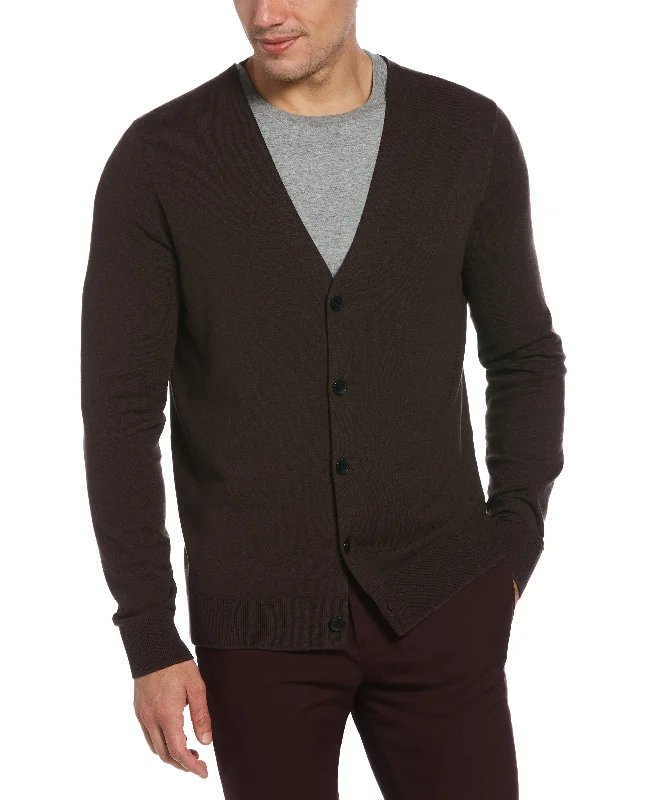 Men's utility knitwear-Solid Tech Knit Cardigan Sweater