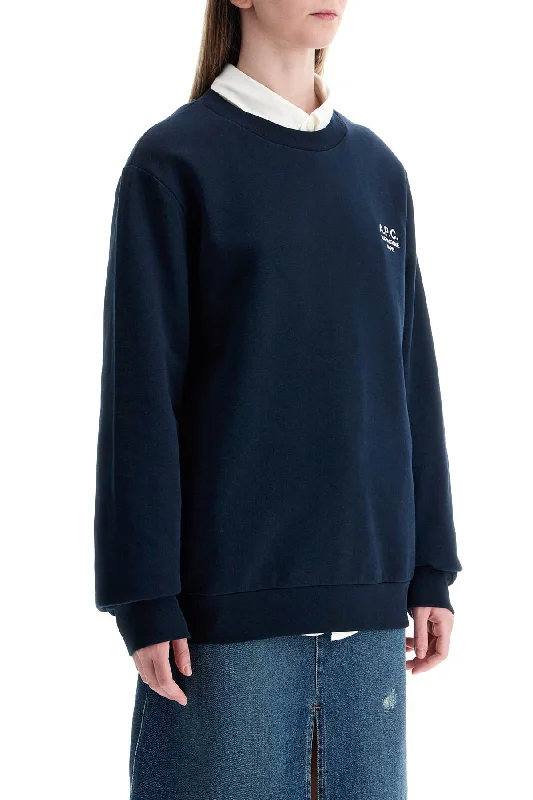 Men's vintage sweatshirt-A.p.c. Unisex Dark Blue Organic Cotton Sweatshirt With Embroidered Logo