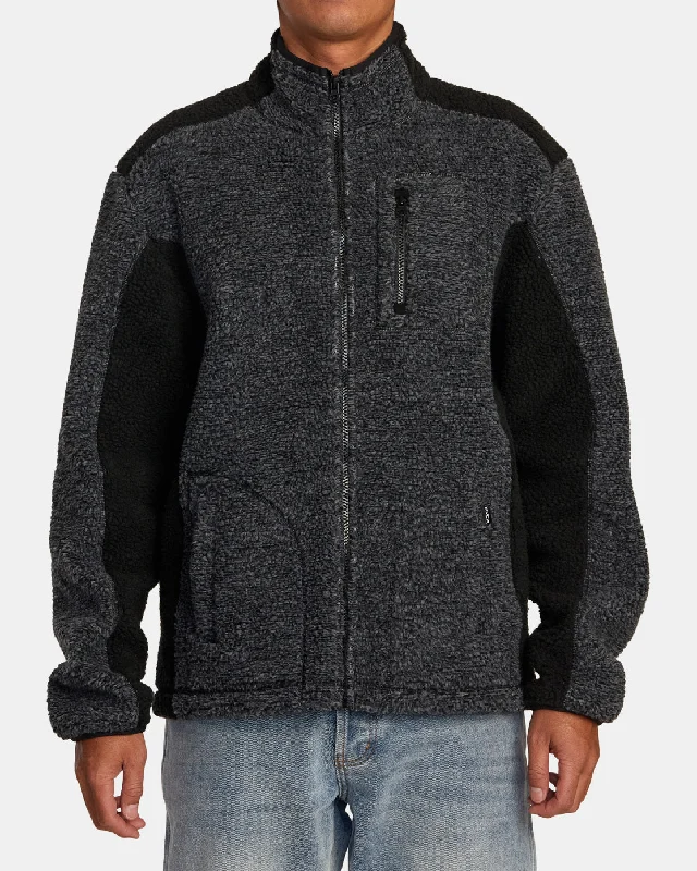 Men's quick-dry jacket-Zach Allen Zip-Up Sherpa Jacket - Black