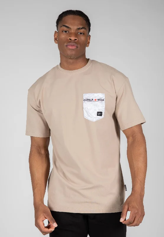 Men's workout performance t-shirt-Dover Oversized T-Shirt - Beige