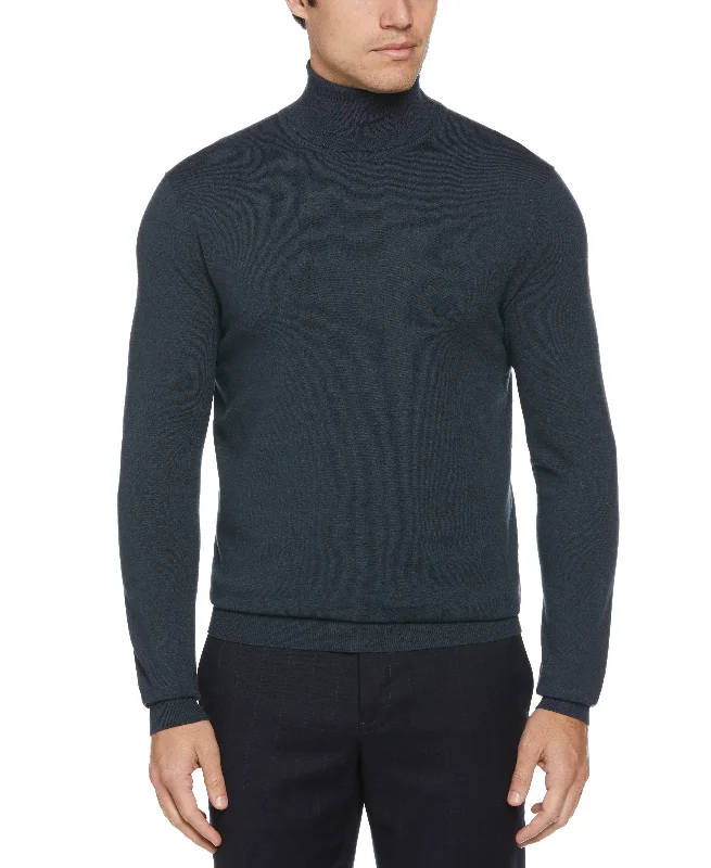 Men's breathable knit-Solid Tech Knit Turtleneck Sweater