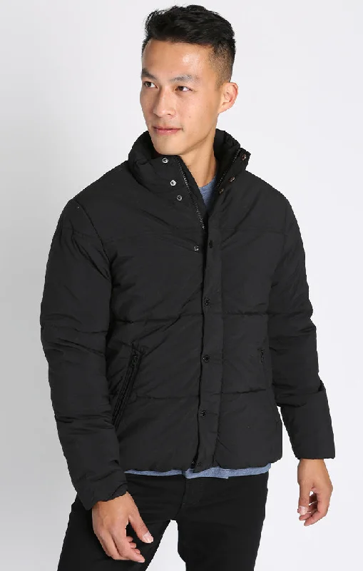 Men's wrinkle-resistant jacket-Black Sims Puffer Jacket