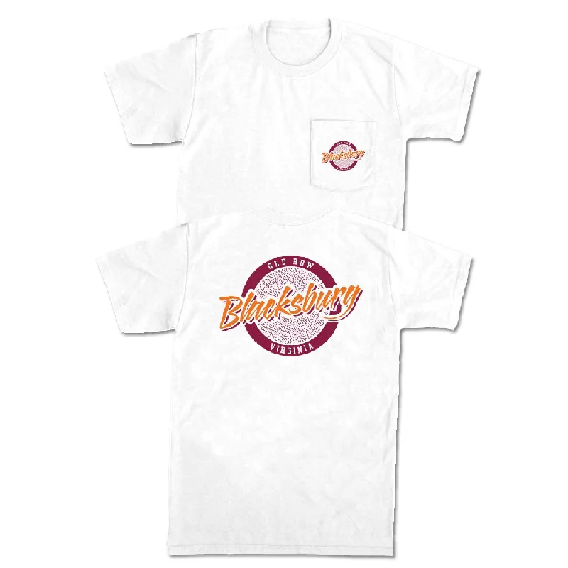 Men's sustainable cotton t-shirt-Blacksburg, Virginia Circle Logo Pocket Tee