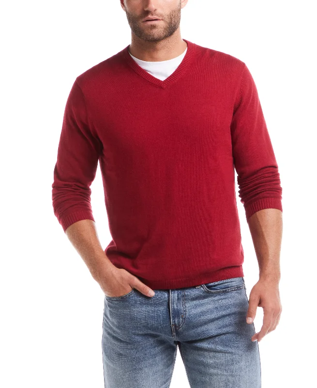 Men's breathable sweater-Cotton Cashmere Holiday V-Neck In Samba