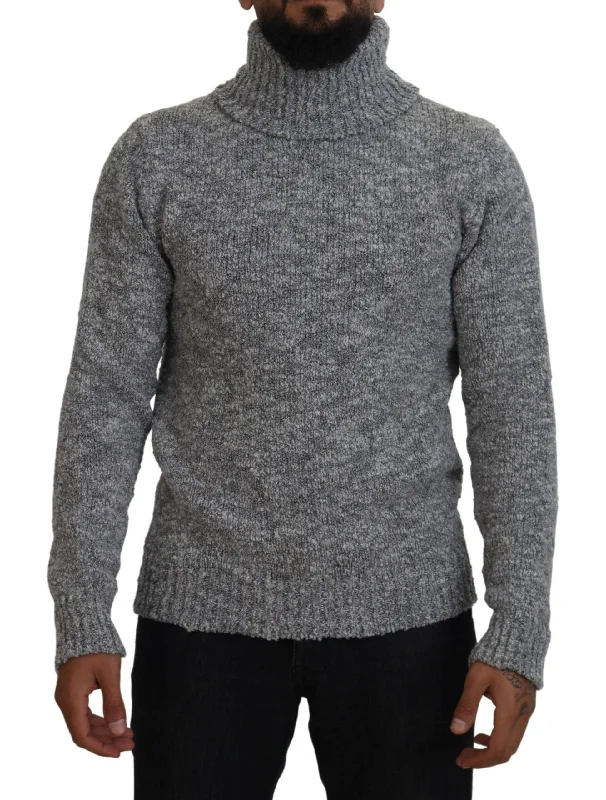 Men's shawl collar sweater-Dolce & Gabbana Elegant Wool-Blend Turtleneck Men's Sweater