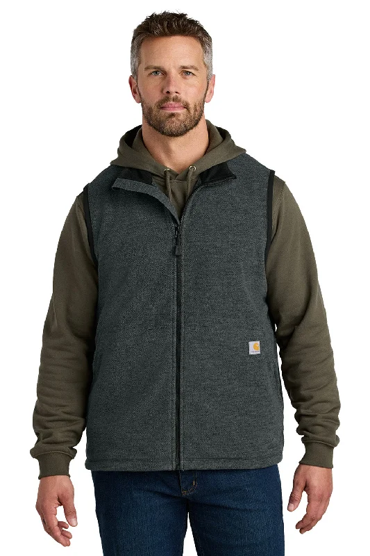 Carhartt Mens Textured Fleece Full Zip Vest - Heather Carbon Grey - New