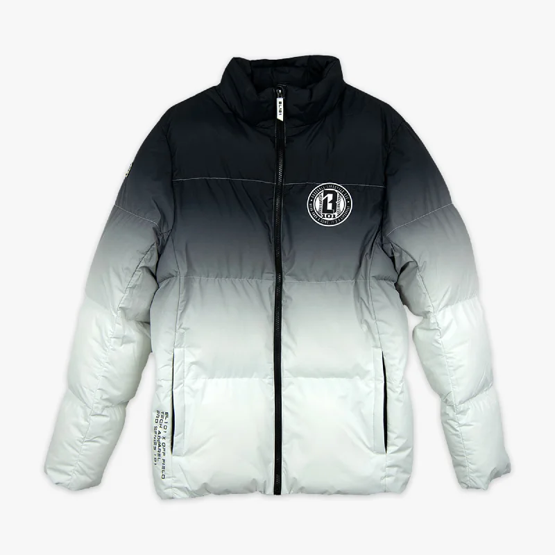 Men's eco-conscious jacket-Gradient Full Zip Puffer Jacket - Black/White