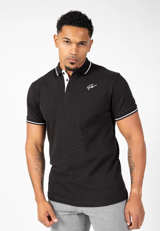 Men's eco-friendly active t-shirt-Delano Polo - Black/White