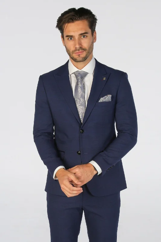 Men's lightweight jacket-Mark - Men's Blue Check Blazer