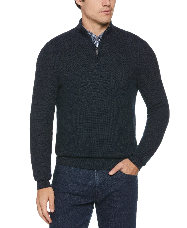 Men's concert knit-Ribbed Quarter Zip Sweater