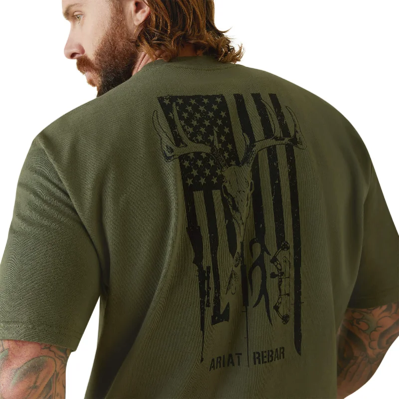 Men's all-season t-shirt-Men's Ariat Rebar Cotton Strong American Outdoors T-Shirt #10043827