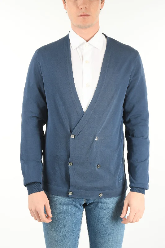 Men's drape cardigan-Corneliani ID Double-breasted Cotton Cardigan