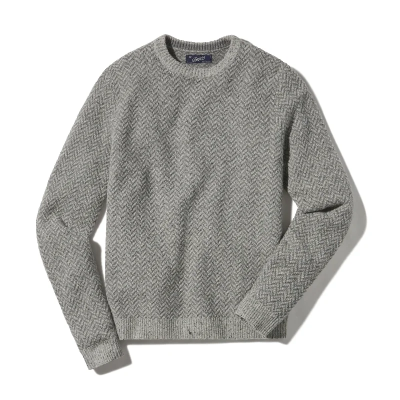 Men's hiking knit-Zermatt Herringbone Crew - Gray Herringbone