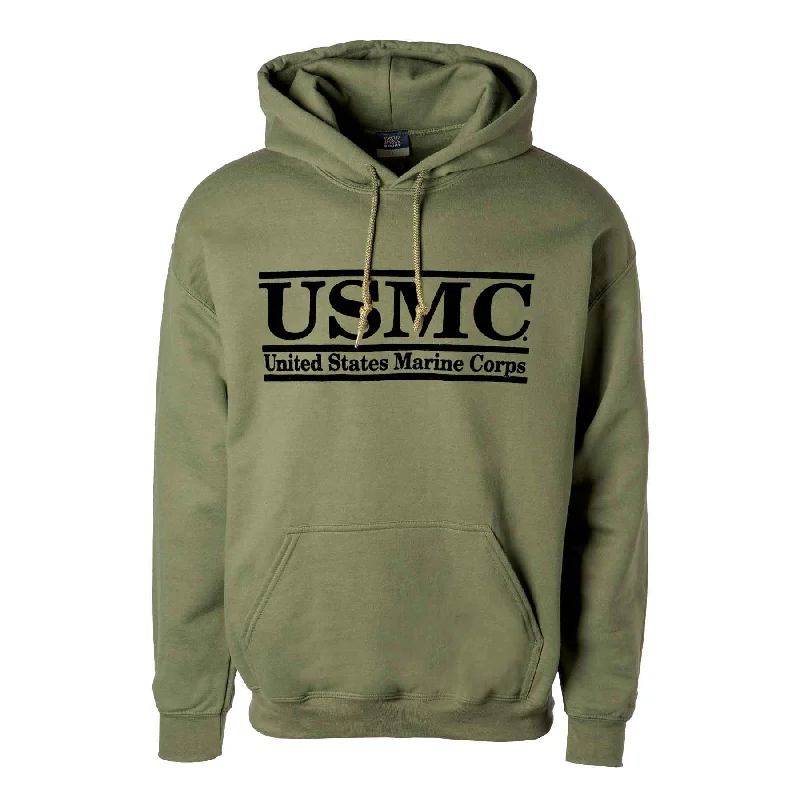 Men's pre-shrunk workout hoodie-United States Marine Corps Hoodie- OD Green